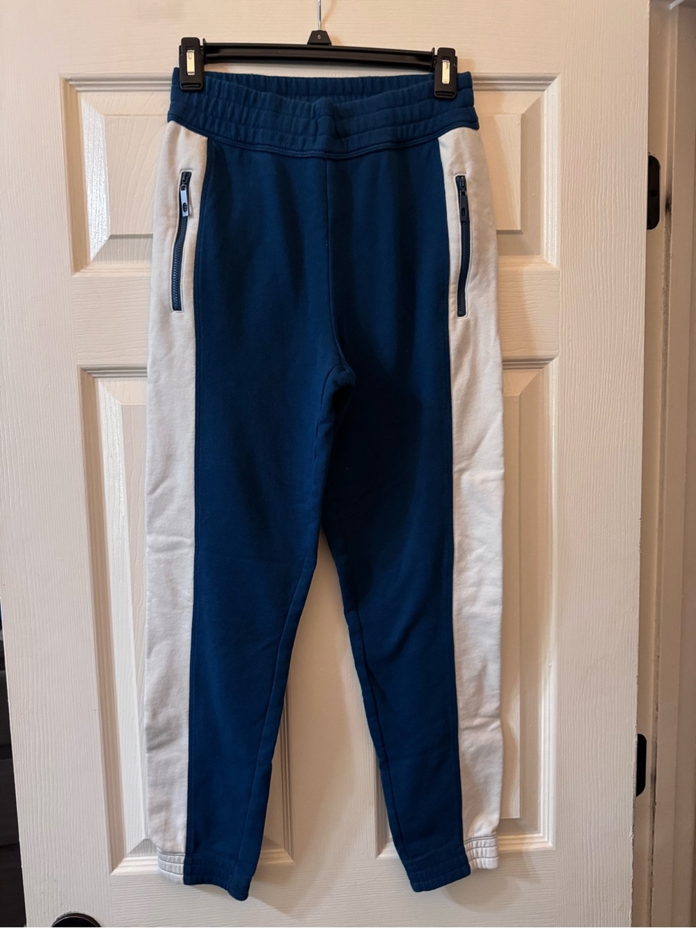 Fabletics Blue and White Athletic Joggers - Side Zip Pockets 4 FOR $20 SALE